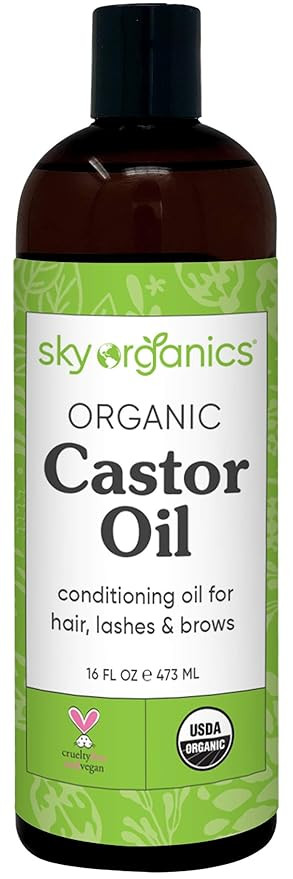 Sky Organics Organic Castor Oil for Hair, Lashes & Brows 100% Pure & Cold-Pressed USDA Certified ... | Amazon (US)