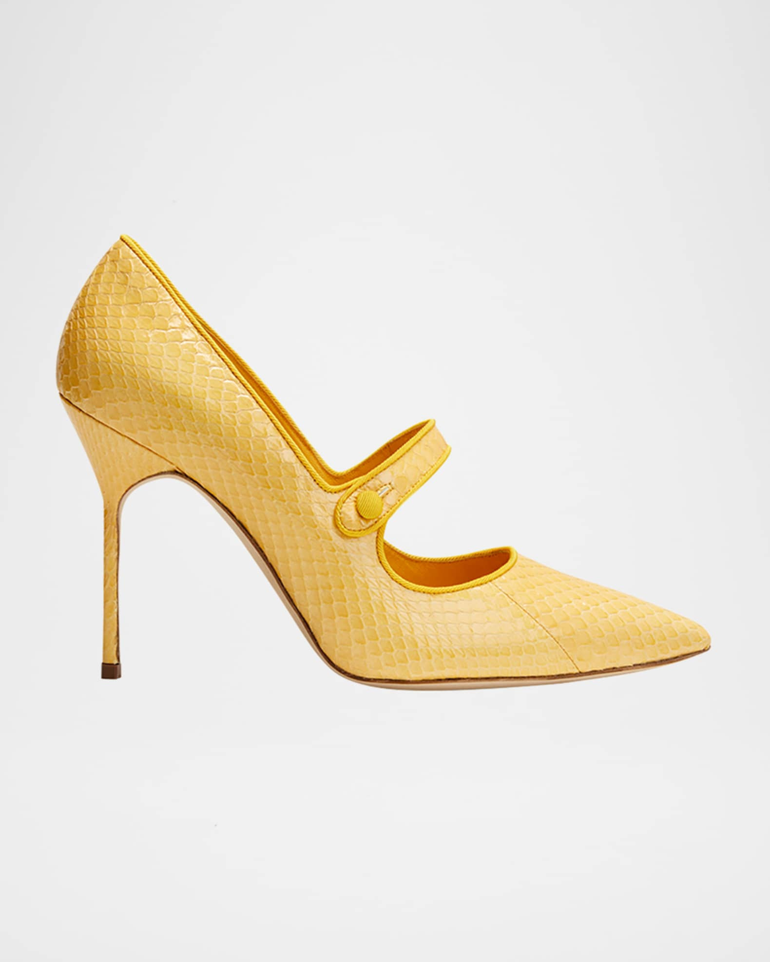 Manolo Blahnik Campari Snakeskin Mary Jane Pumps | Neiman Marcus