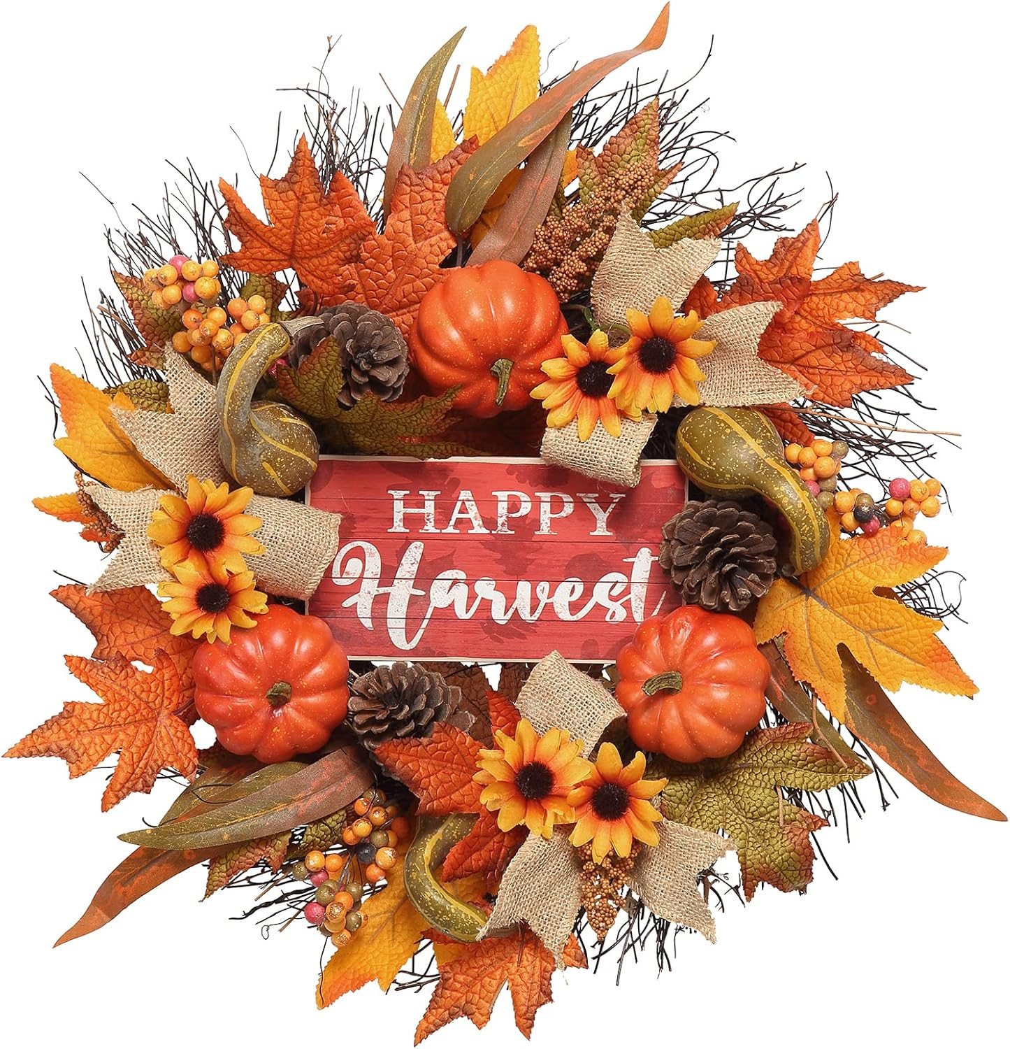 Vofuly Fall wreath for front door,22 inch autumn grapevine wreath,indoor outdoor harvest decor fo... | Amazon (US)