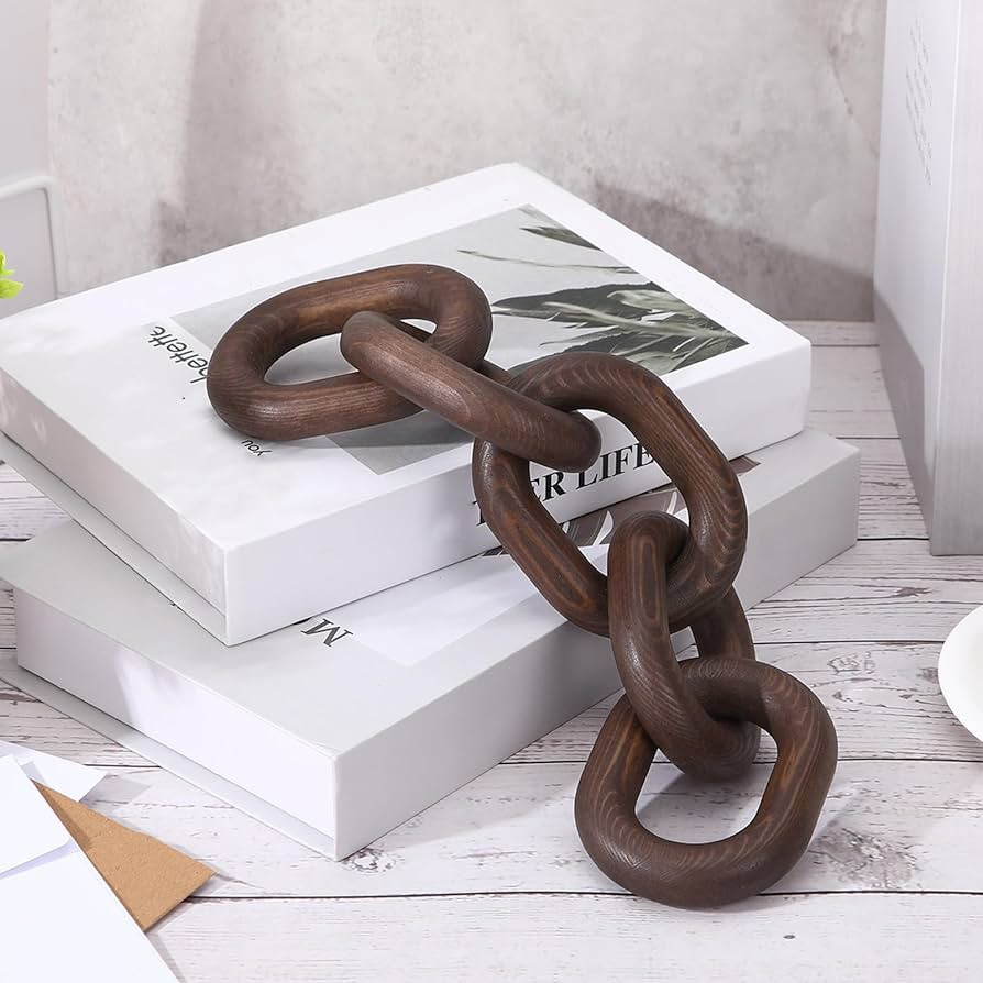 Queekay Decorative Wood Chain Link Decor Rustic 5 Link Wooden Chain Decor Ornament Farmhouse Home... | Amazon (US)