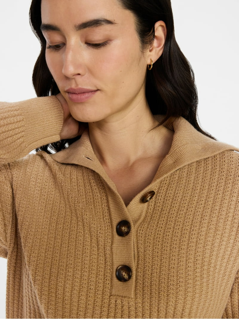 Time and Tru Women's Pullover Henley Sweater, Sizes XS-XXXL | Walmart (US)