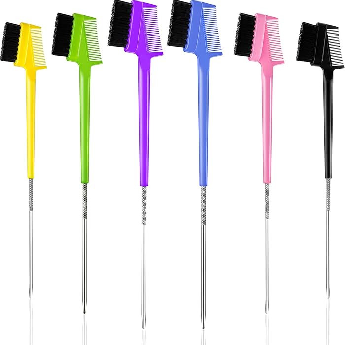 6 Pieces Hair Styling Set: Hair Edge Brush, Double-sided Rat Tail Comb, Natural Eyebrow Brushes S... | Amazon (US)