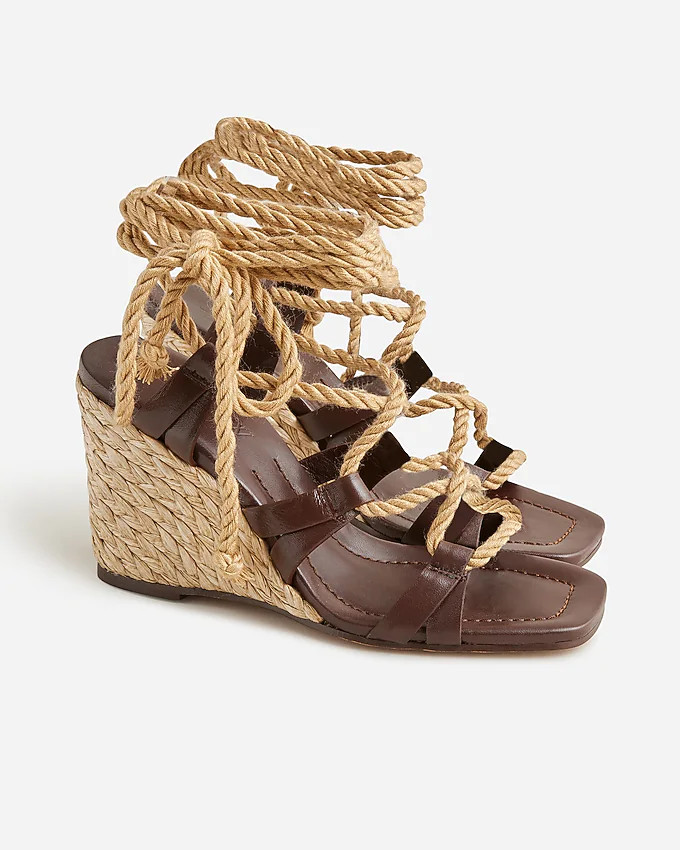 Made-in-Spain rope lace-up high-heel sandals in leather | J. Crew US