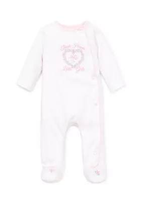 Little Me Baby Girls Pink Thank Heavens For Girls Footies, 9 Months | Belk