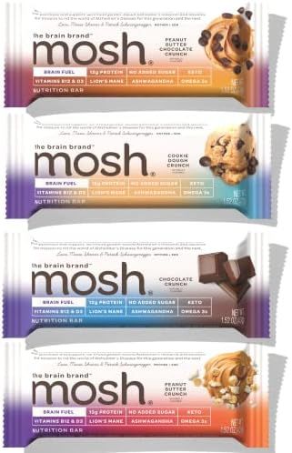 MOSH Variety Pack Protein Bars, Keto Snack, Gluten-Free, No Added Sugar, 12g Whey Protein, Lion's Ma | Amazon (US)