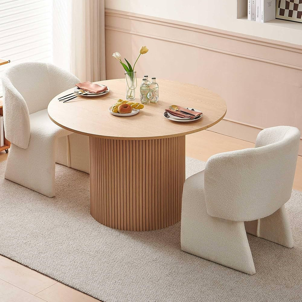 NORDICANA 3-Piece Round Dining Table Set for 2, Rustic 47-Inch Kitchen Table and Chair Set, Dinin... | Amazon (US)