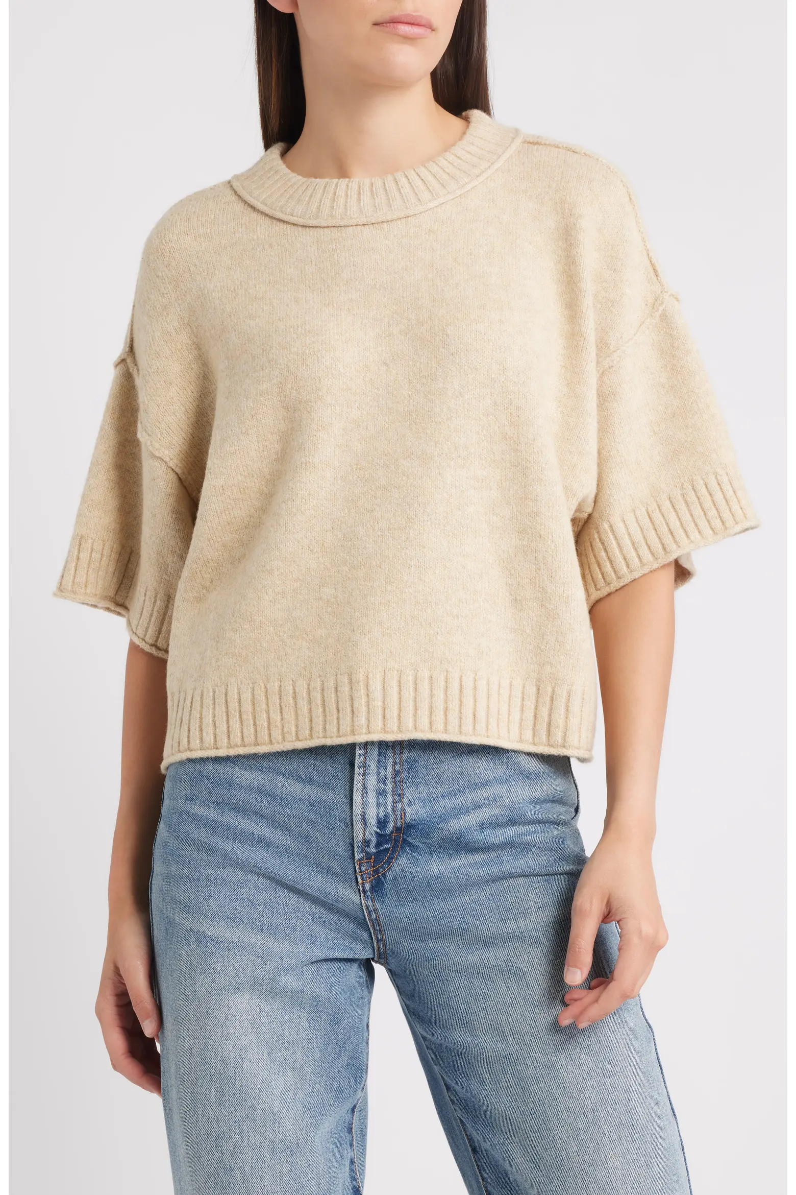 CITY BLUES Broome Crop Short Sleeve Sweater (Women) | Nordstrom | Nordstrom