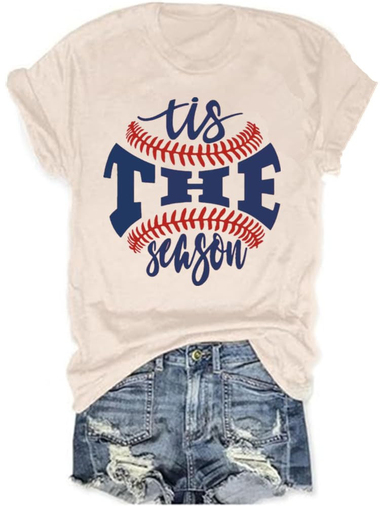 Baseball Shirts Women Tis The Season Baseball Mom T-Shirts Letter Print Graphic Tee Tops | Amazon (US)