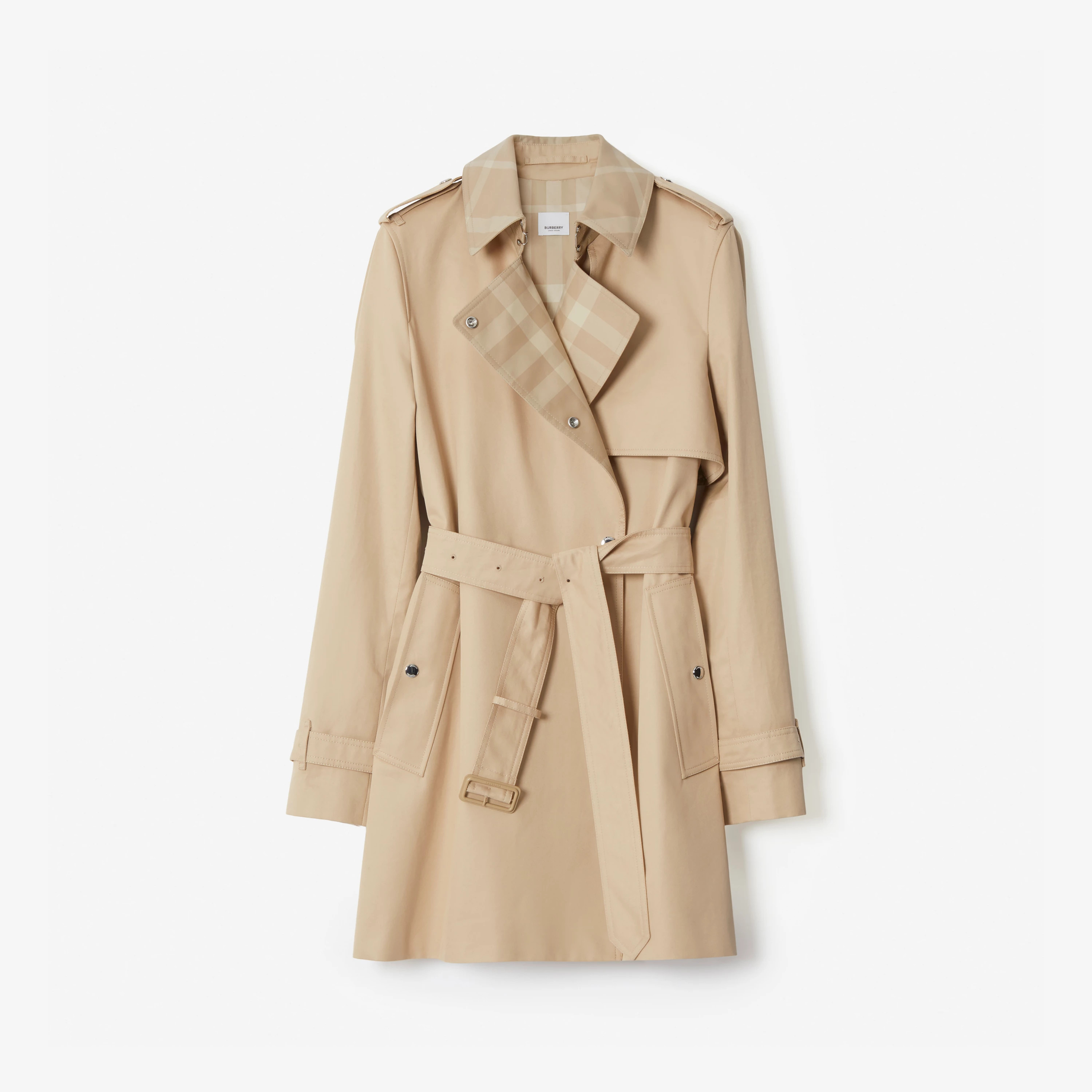 Check Panel Cotton Gabardine Trench Coat in Soft Fawn - Women | Burberry® Official | Burberry (US)