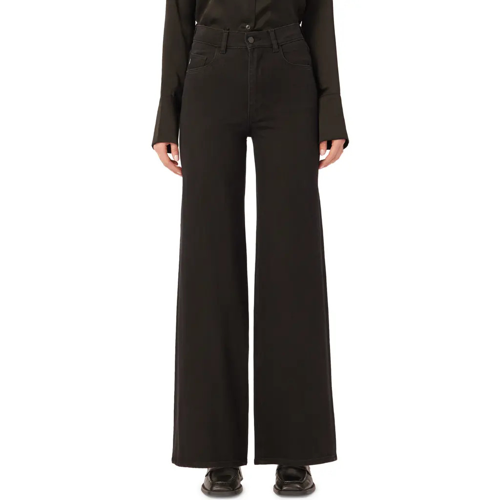DL1961 Hepburn High Waist Wide Leg Jeans in Jet Black Vintage at Nordstrom, Size 29 | Nordstrom