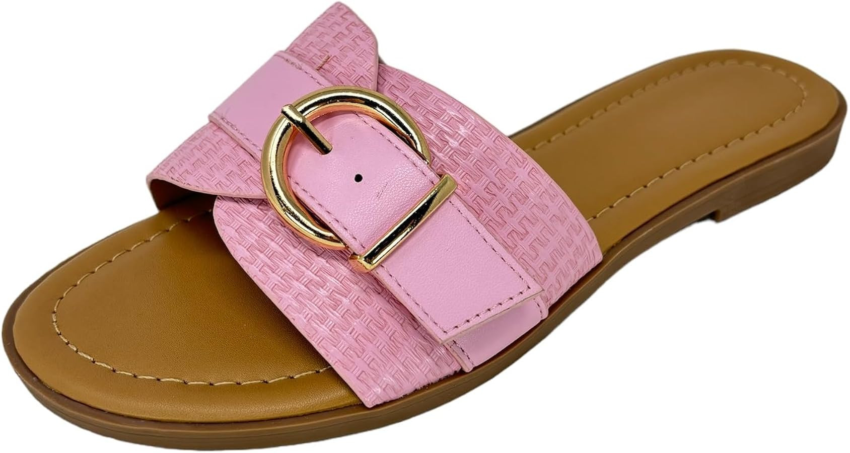 Women's open Toe Buckle Flat Slide Sandals | Amazon (US)