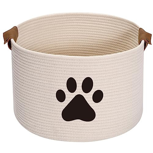 Morezi Dog toy bin pet cat toy box baskets in large suff storage - Perfect for collect toys, grooming stuff, closthing, diapers for Living Room, Playroom, Closet, Home - Beige | Amazon (US)