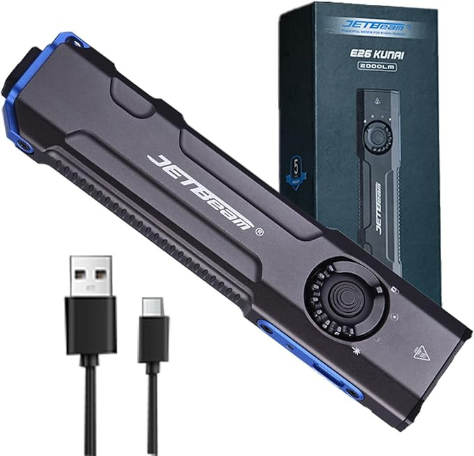 JETBeam E26 UV Kunai 2000 Lumens EDC Flat Flashlight,Rechargeable Compact Pocket Light Combines W... | Amazon (US)