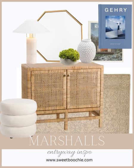 Marshall’s finds, entryway inspo. Coffee table books, terracotta vase, velvet ottoman, rattan cabinet, wool rug, octagon mirror, marble table lamp, cement and moss greenery 

Timeless decor l, classic decor, neutral home decor 

#LTKFind #LTKhome #LTKstyletip