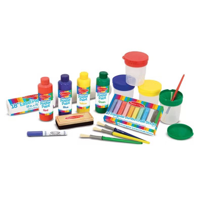 Melissa & Doug Easel Accessory Set - Paint, Cups, Brushes, Chalk, Paper, Dry-Erase Marker | Target