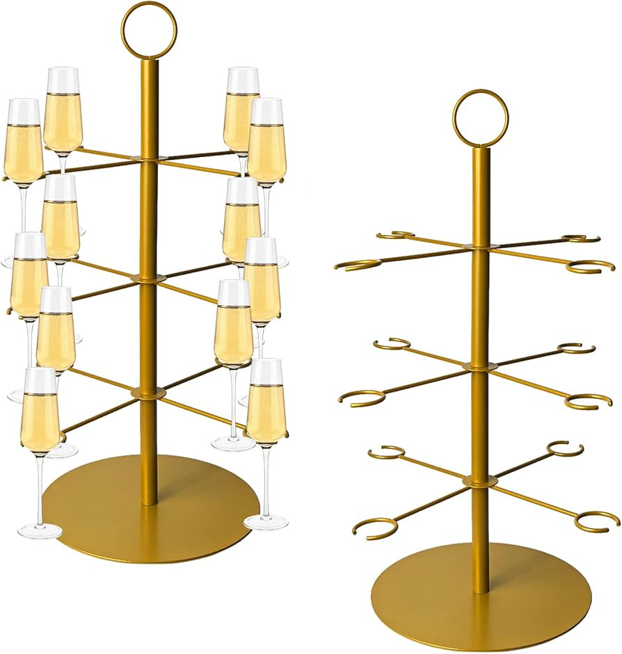 Champagne Tower Champagne Stand, Cocktail Tree Stand for Drinks Tower, 3 Tier 12 Brackets Metal W... | Amazon (US)