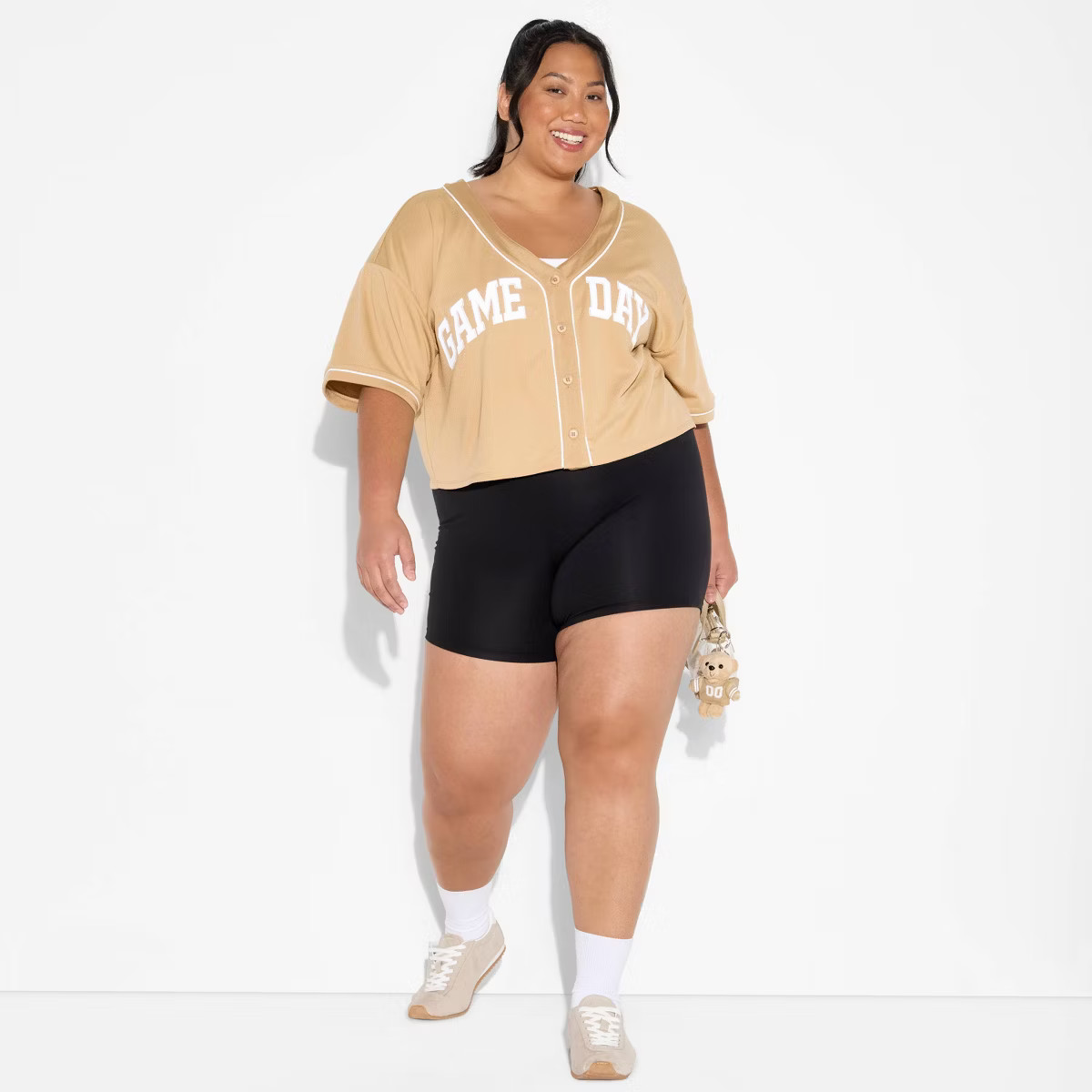 Women's Game Day Cropped Elbow Sleeve V-Neck Athletic Jersey - Wild Fable™ | Target