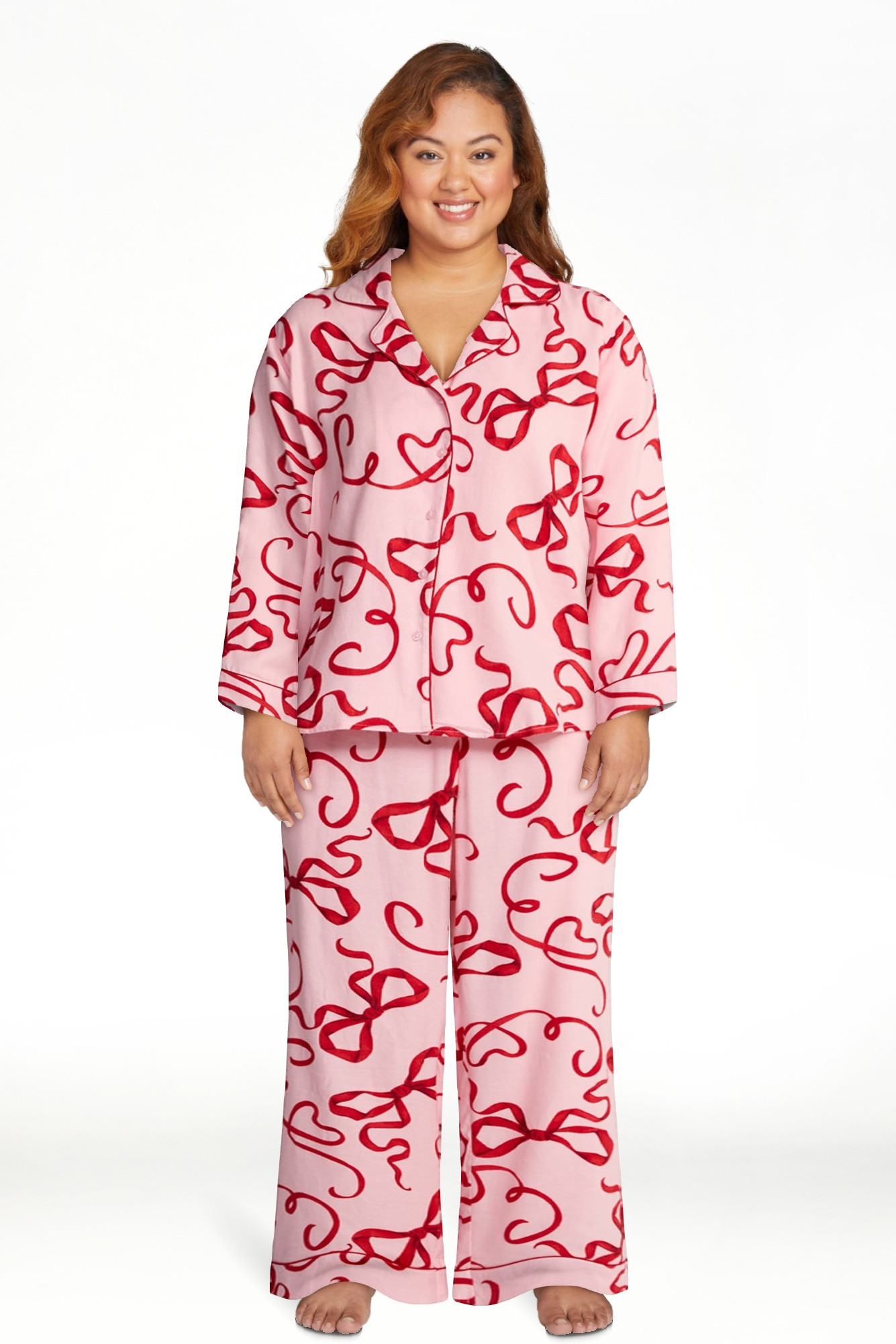 Joyspun Women's Long Sleeve Flannel Sleep Top and Pants Pajama Set, 2-Piece, Sizes XS-3X | Walmart (US)