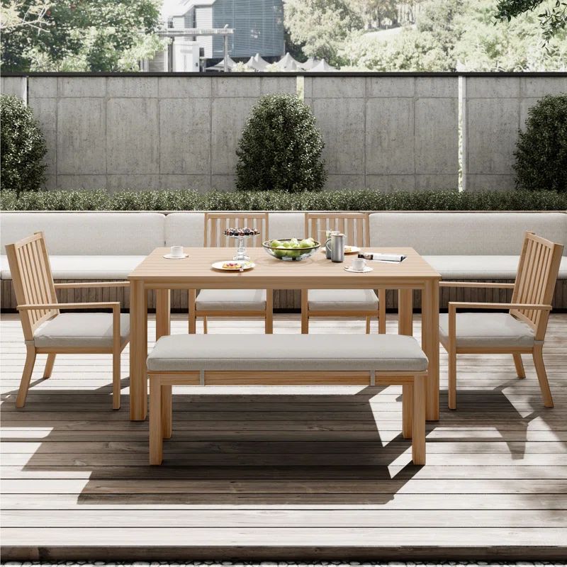 Deidre 6 - Person Rectangular Outdoor Dining Set with Cushions | Wayfair North America