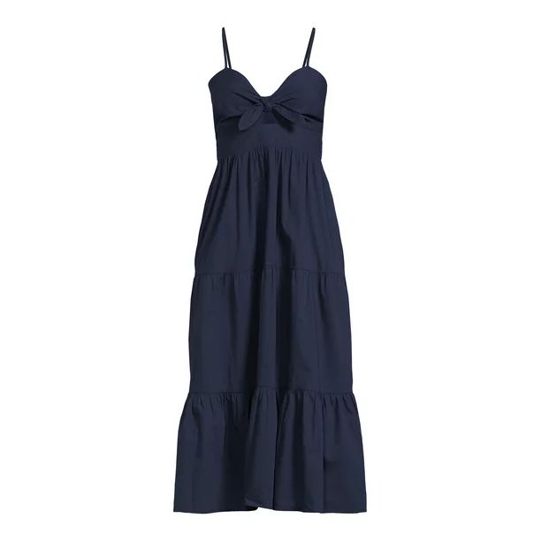 Time and Tru Women's Sleeveless Tie Bodice Midi Dress | Walmart (US)