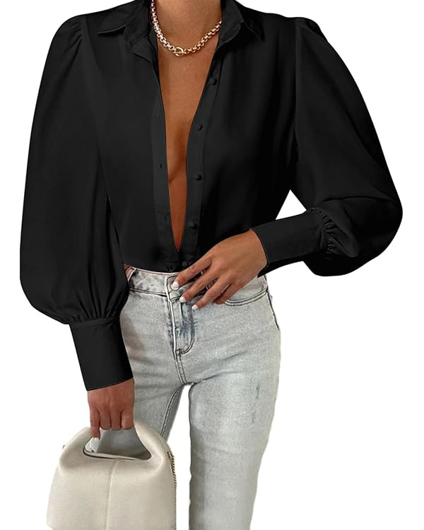 EVALESS Womens Tops Button Down Shirts Print Long Sleeve Blouses for Women Fashion 2023 | Amazon (US)