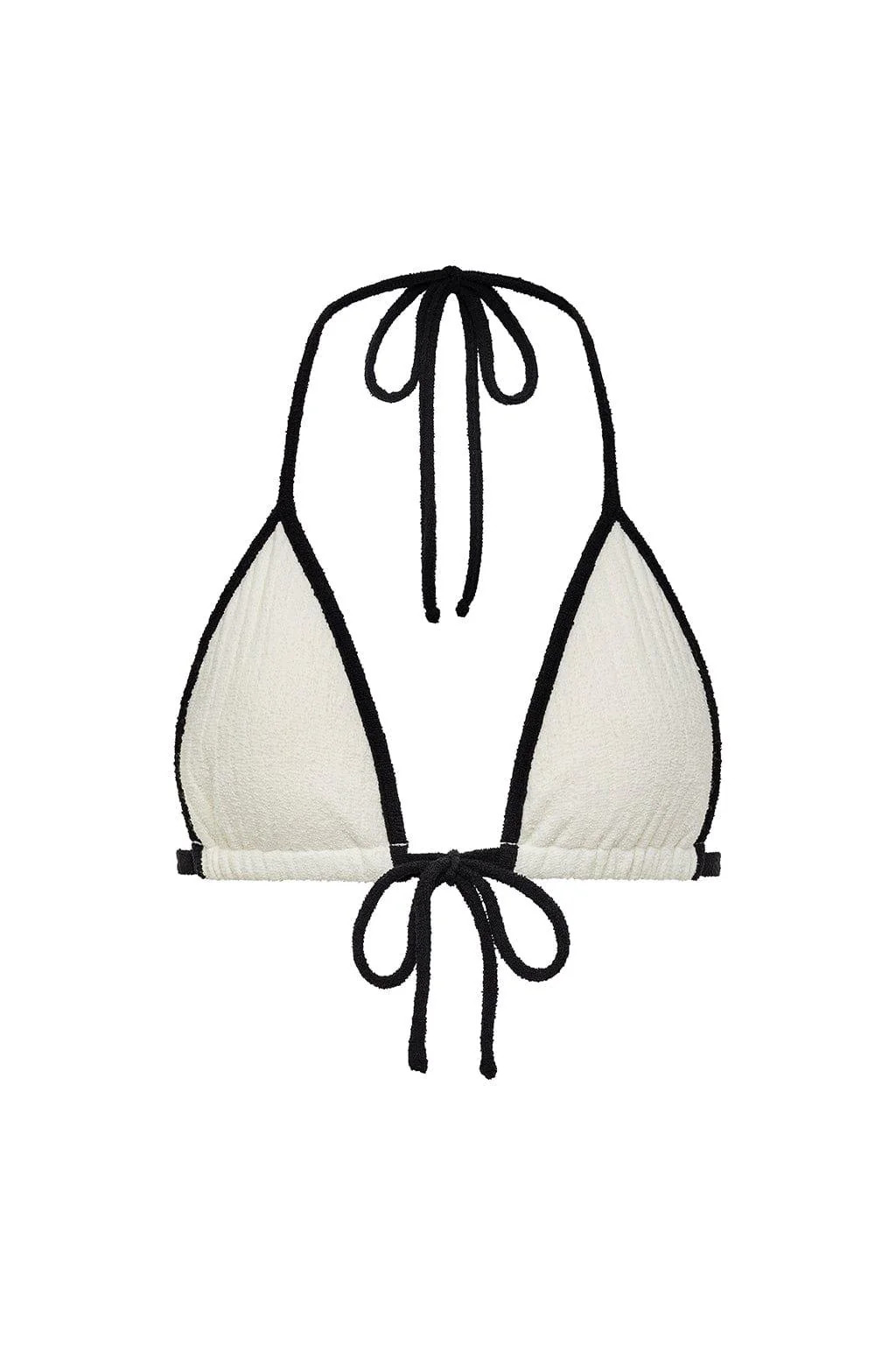Cream (Black Binded) Terry Rib Emma Bikini Top | Montce