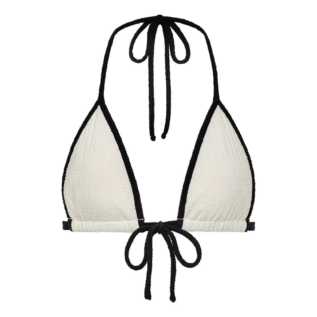 Cream (Black Binded) Terry Rib Emma Bikini Top | Montce