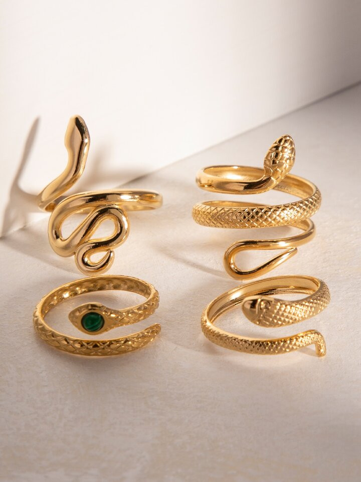 1pc Snake Design Wrap Ring, Stainless Steel Jewelry | SHEIN