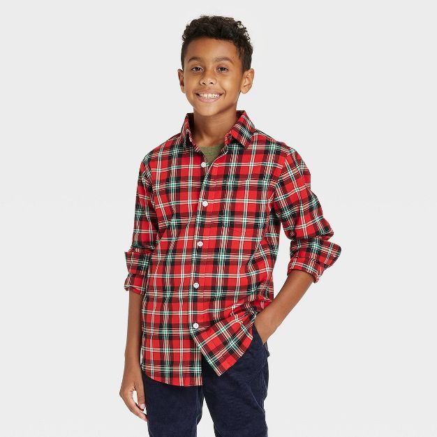 Boys' Button-Down Long Sleeve Woven Shirt - Cat & Jack™ | Target