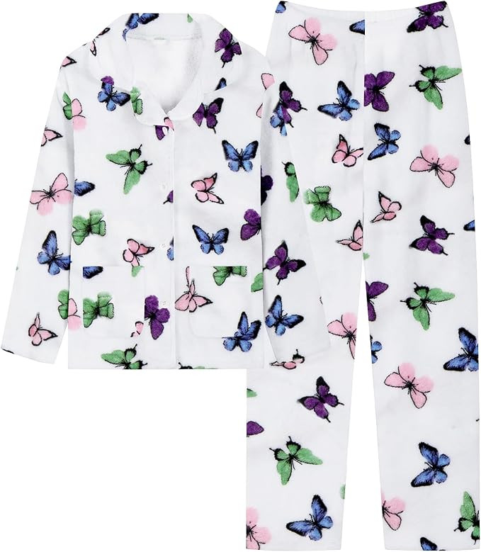 Schbbbta Girls Fuzzy Pajama Set, 2 Piece Soft Plush Fleece Pjs Loungewear, 3 Years - 15 Years | Amazon (US)