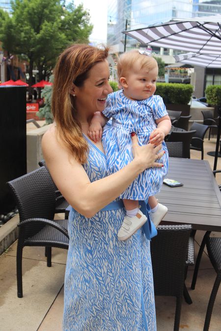Matching with my baby girl in Nashville! 💙 We are both wearing dresses from the DVF and Target collab! 