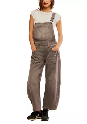 Free People Women's We the Free Good Luck Barrel Overalls, Grey, XS | Belk