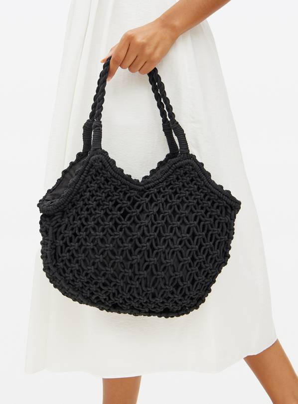 Black Macrame Shoulder Bag One Size | Tu Clothing