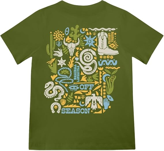 Baseball Lifestyle 101 Boy's Cactus Curve T-Shirt, Short Sleeve, Crew Neck, Youth Sizes S-XL | Amazon (US)