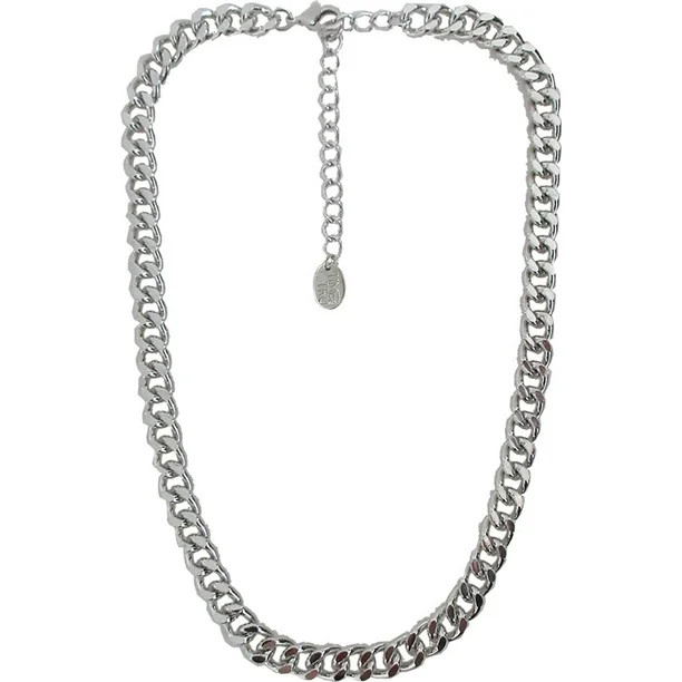 Time and Tru 17" with Extender Silver Curb Link Chain Necklace for Women | Walmart (US)