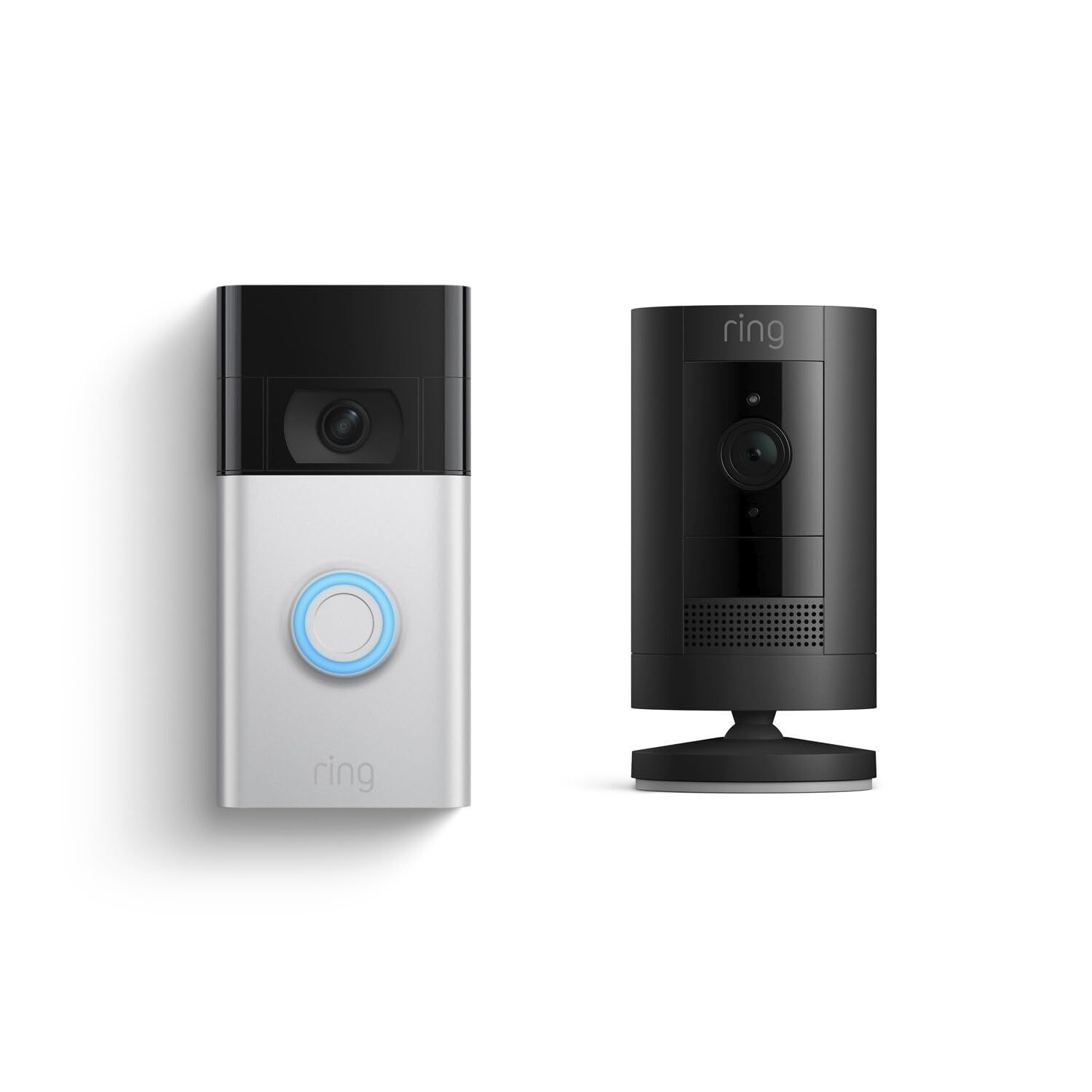 Ring Video Doorbell, Satin Nickel with Ring Stick Up Cam Battery, Black | Amazon (US)