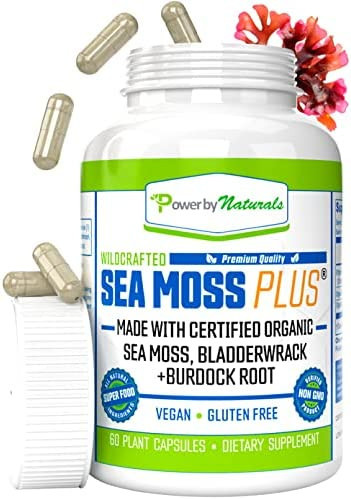 Certified Organic Sea Moss Plus Bladderwrack & Burdock Supplement - Wild, Organic Sea Moss Capsul... | Amazon (US)