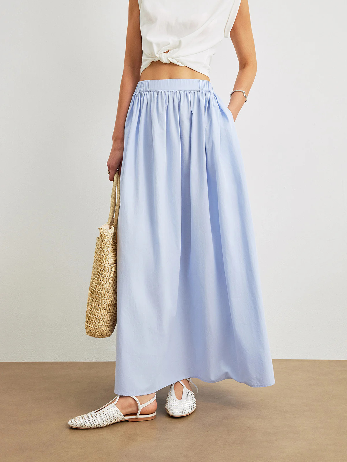 Cotton A-Line Skirt With Pockets | Commense