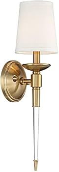 Alara Modern Wall Sconce Lighting Antique Brass Finish Clear Crystal Hardwired 5 1/4" Wide Fixture W | Amazon (US)