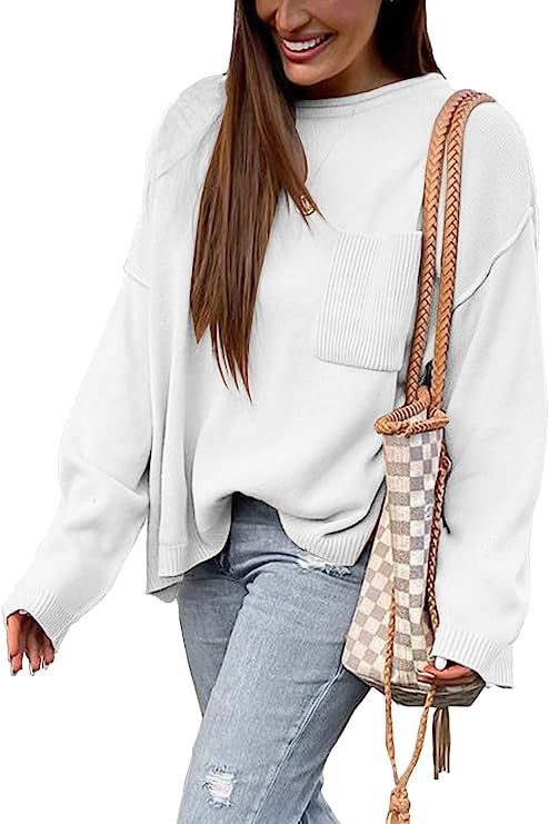 PRETTYGARDEN Women's Off Shoulder Sweater Loose Pullover Long Sleeve Oversize Sweaters for Winter | Amazon (US)