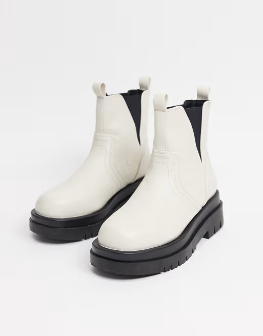 RAID Brazen chunky biker boots in bone | ASOS (Global)