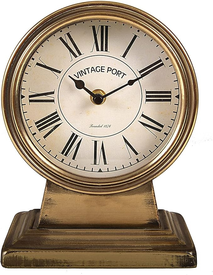 Creative Co-op EC0535 Metal Gold Finish Mantel Clock | Amazon (US)