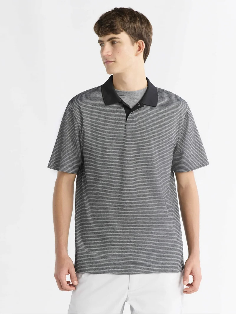 Free Assembly Men's Oxford Stripe Polo Shirt, Sizes XS-3XL - Walmart.com | Walmart (US)