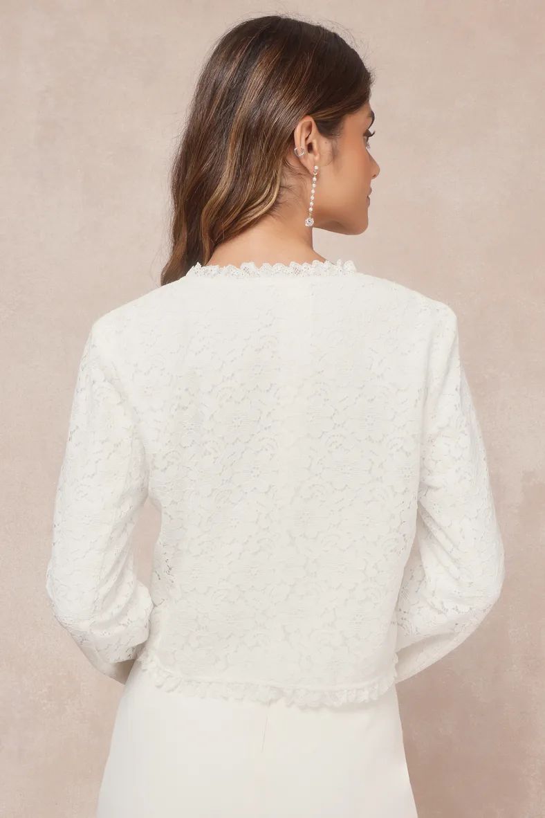 Posh and Lovely White Floral Lace Ruffled Jacket | Lulus