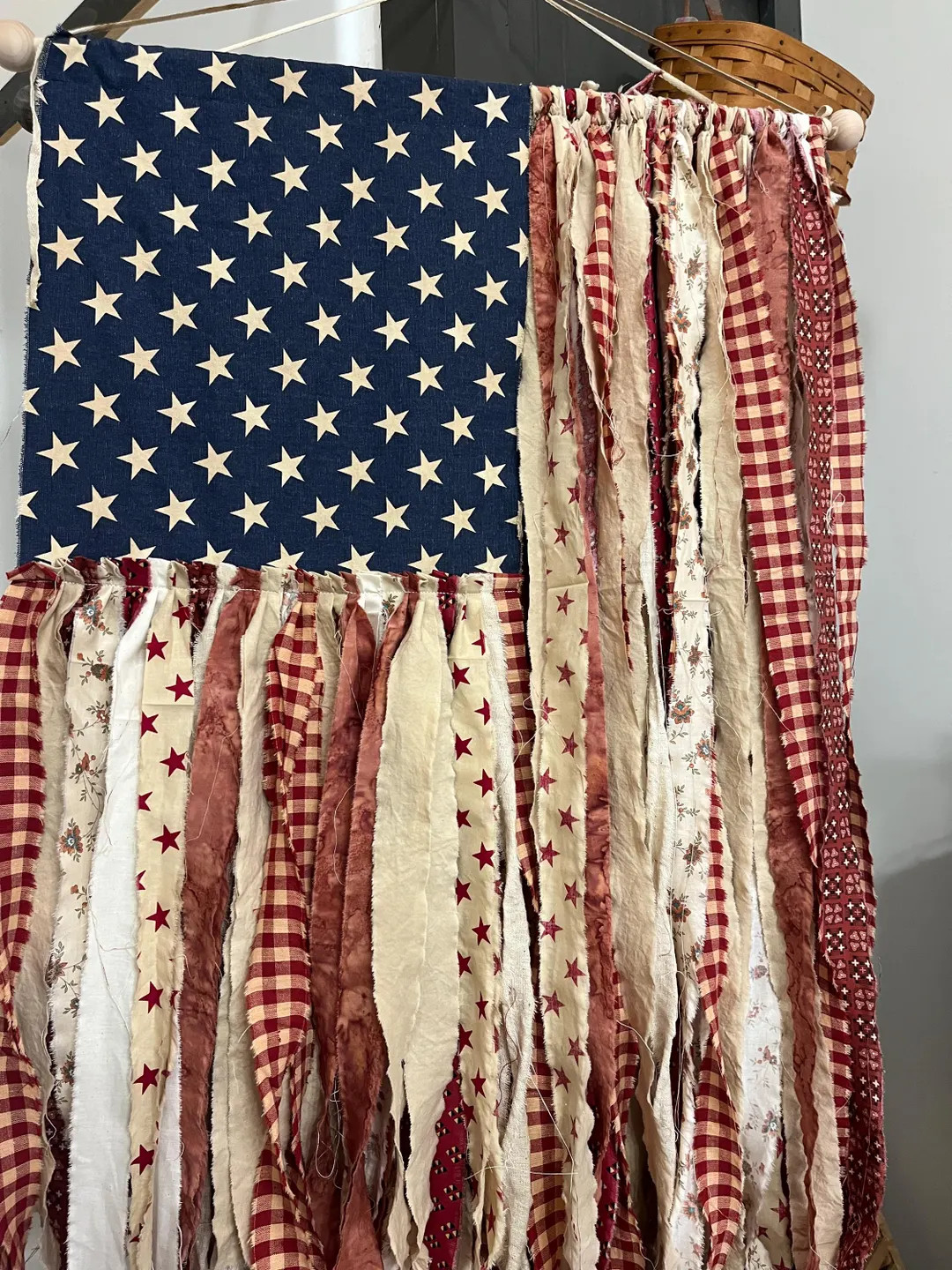 Americana Ribbon Flag Primitive Rustic Red July 4th Patriotic Decor Porch Wreath Summer American ... | Etsy (US)