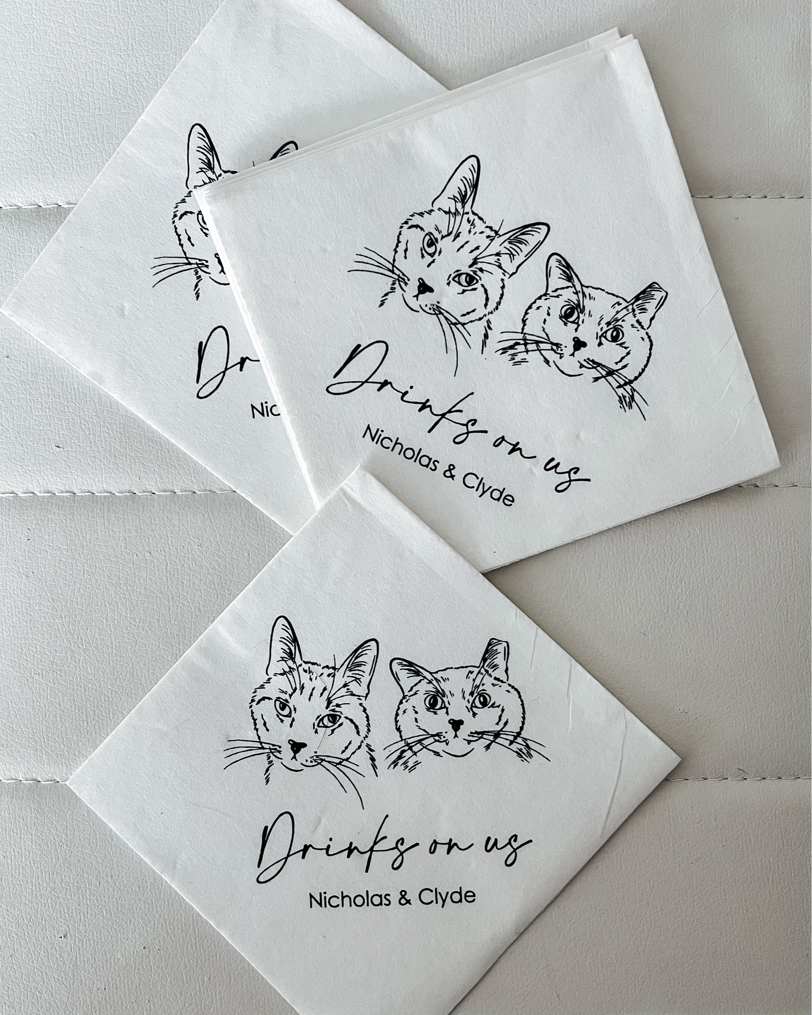 These personalized napkins were a huge hit. They turned photographs of our cats into drawings for the perfect personal touch.

#LTKWedding #LTKParties