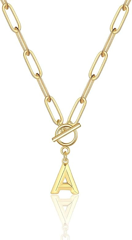Eben-Ezer Toggle Clasp Capital A-Z Initial Necklace For Women HipHop Gold Alphabet Pendant Neckla... | Amazon (US)