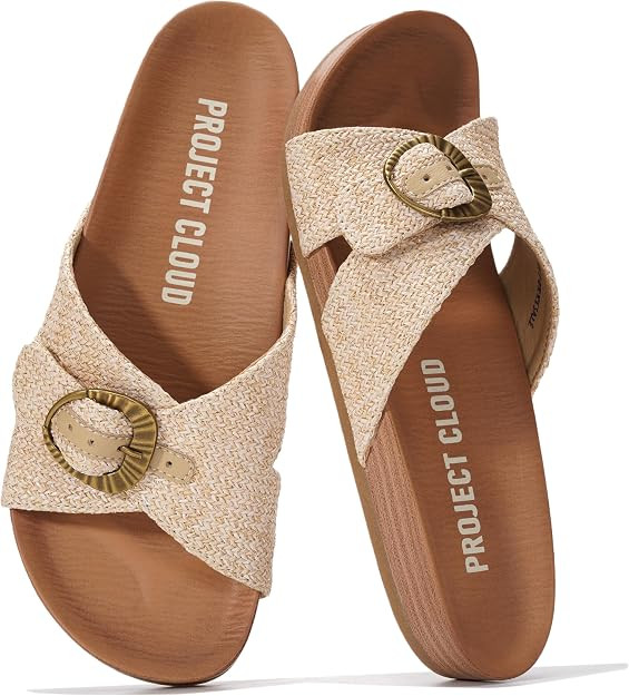 Project Cloud Genuine Suede Adjustable Buckle Slides for Women Footwear | Plush and Soft Insole f... | Amazon (US)