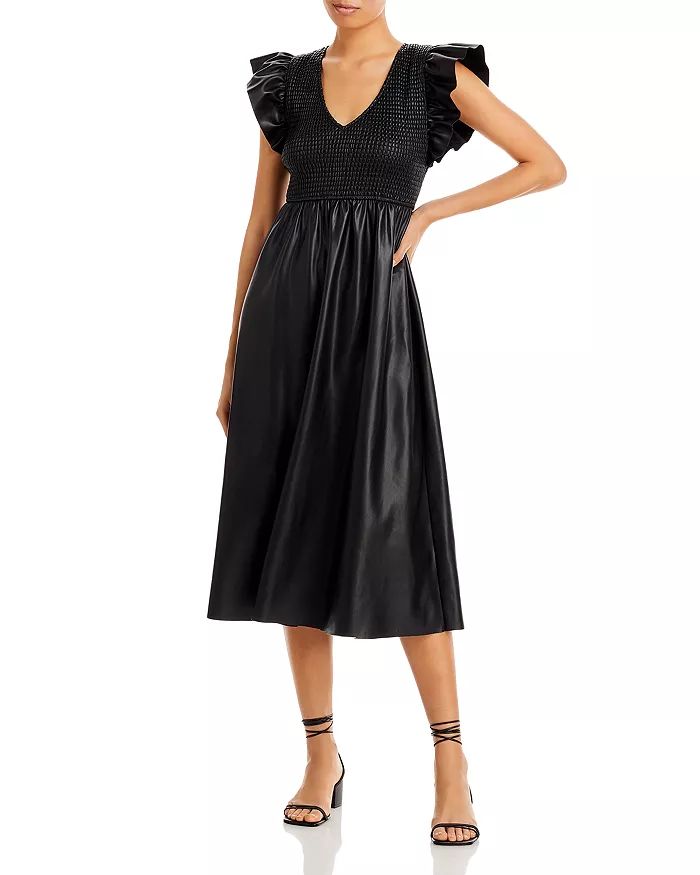 Smocked Faux Leather Midi Dress | Bloomingdale's (US)