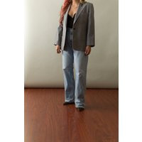 Vintage Gray Blazer | Open Size 90's & Navy Trim Sz 16 | Etsy (US)